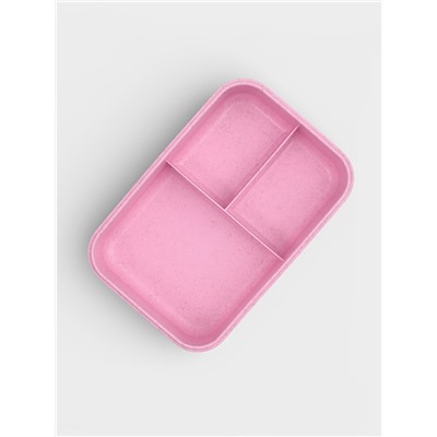 Ланч-бокс в школу TAKE IT EASY, 800 мл, 3 ячейки, с приборами, 12×7.6×20 см, пшеничная солома, розовый