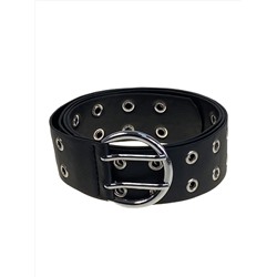Ремень женский с люверсами из искусственной кожи, цвет  черный