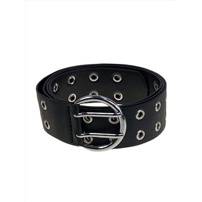 Ремень женский с люверсами из искусственной кожи, цвет  черный