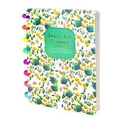 Записная книжка 100 л., клетка, "Прекрасные цветы" А5, цветные кольца, пластиковая обложка,