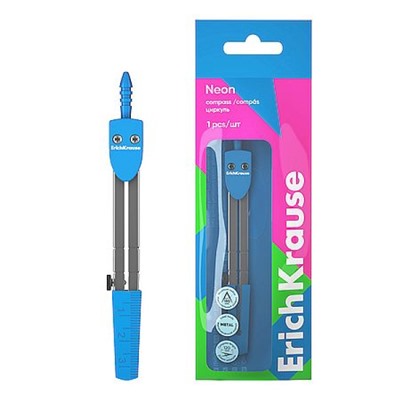 Циркуль металлический "Неон" 120мм голубой 61280 ErichKrause