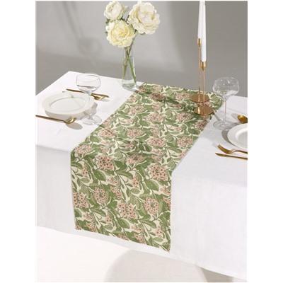 Дорожка на стол Этель Spring garden 40×149 см, 100% хлопок, саржа 190 г/м², зелёная/розовая