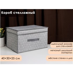 Короб стеллажный для хранения с крышкой Доляна «Фора», 40×30×25 см, серый