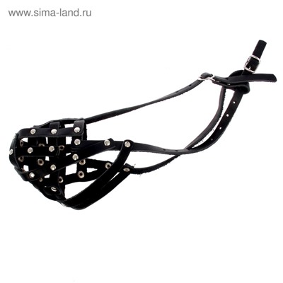 Намордник кожаный №2, сетчатый, с перемычкой, доберман, длина по носу 9.5 см, обхват морды 28 см