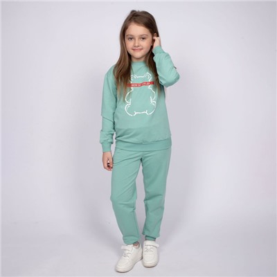 Комплект для девочки (джемпер, брюки), цвет пыльная мята, рост 104 см