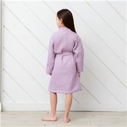 Халат вафельный детский Крошка Я «Boho» размер 30 (98-104 см) цвет сиреневый, 100% хлопок 290 г/м²