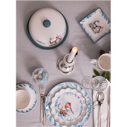 Тарелка сервировочная новогодняя Доляна «Зимний вечер», 15×15×3 см, доломит, белая