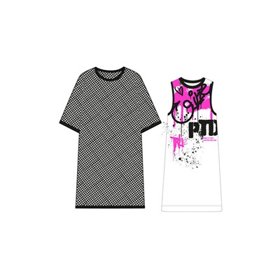 Комплект трикотажный для девочек: платье-футболка, туника