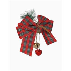 Ёлочная игрушка «Зимнее волшебство. Новогодний стиль» пластик, бант клетка ягоды, 14×11 см, красный