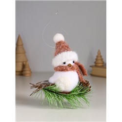Фигурка «Белая птичка в золотом колпаке на веточке ели», 13×6×12.5 см