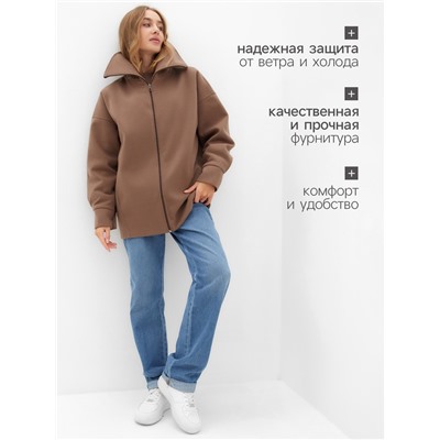 Жакет женский демисезонный MINAKU: Casual Collection, бежевый, размер 46