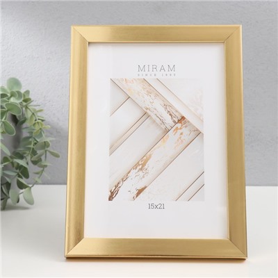 Фоторамка для фото 15×21 см «МИРАМ», пластик под золото, (пластиковый экран)