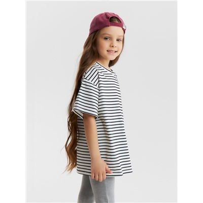 Футболка для девочки KAFTAN «Полоска», белая, чёрная, рост 100 см