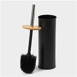 Ёршик для унитаза с подставкой SAVANNA BAMBOO, 9.5×38 см, чёрный