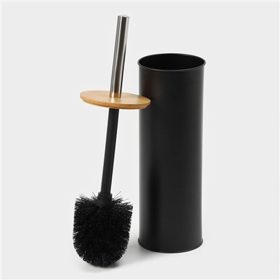 Ёршик для унитаза с подставкой SAVANNA BAMBOO, 9.5×38 см, чёрный