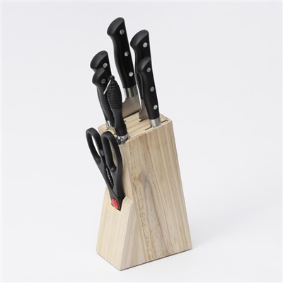 УЦЕНКА Набор ножей кухонных на подставке Доляна «Кронос», 7 предметов на подставке