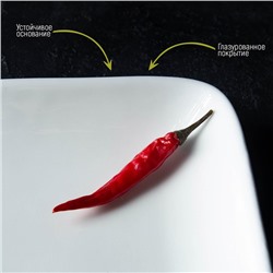 Блюдо прямоугольное Доляна White Label, 24.5×15.5 см, фарфор, белое