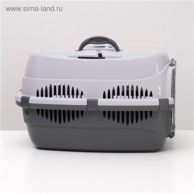 Переноска для животных до 12 кг «Пижон», 49×33×32 см, металлическая дверь, пластик, серая