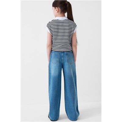 Брюки текстильные джинсовые для девочек PLAYTODAY, 1243745