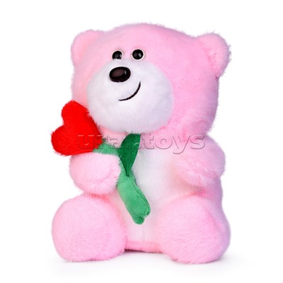 Мягкая игрушка "Медведь" с цветком,21 см.