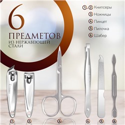Набор маникюрный Metallic, 6 предметов, в футляре, МИКС