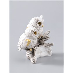 УЦЕНКА Сувенир полистоун "Белые филины на коряге" 5х9х8,5 см