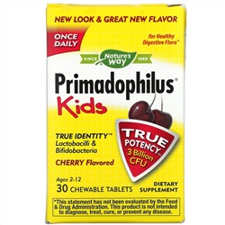 Nature's Way, Primadophilus, для детей, со вкусом вишни, 3 млрд КОЕ, 30 жевательных таблеток