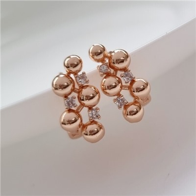 Серьги ювелирная бижутерия коллекция "Дубай", покрытие позолота, вставка: фианиты, цвет: прозрачный, арт.213.626