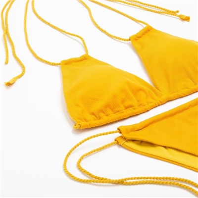 Купальник раздельный бикини с завязками женский MINAKU, горчичный, размер 48
