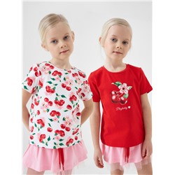 Фуфайка трикотажная для девочек (футболка), 2 шт в комплекте