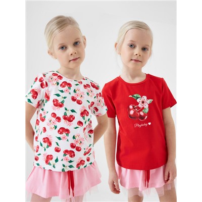 Фуфайка трикотажная для девочек (футболка), 2 шт в комплекте