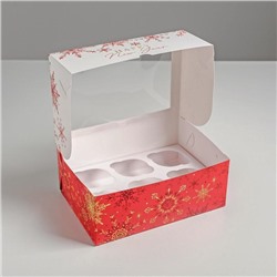 Коробка для капкейков Let it snow, Новый год, 17×25×10 см