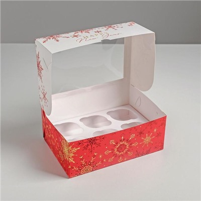 Коробка для капкейков Let it snow, Новый год, 17×25×10 см