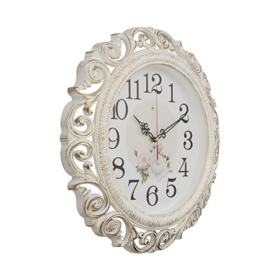 Часы настенные интерьерные «Хостон», бесшумные, плавный ход, d=40.5 см, циферблат d=26 см, белые, от батарейки 1×АА