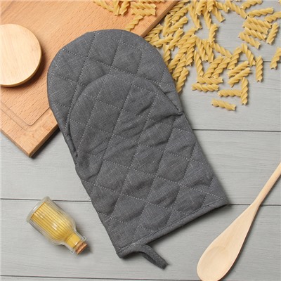 Варежка-прихватка «Этель» ECO grey, 15×28 см, 100% лён, 245 г/м²