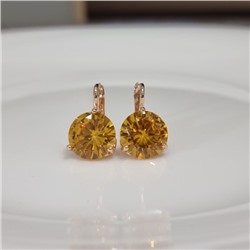 Серьги с кристаллом под Swarovski ювелирная бижутерия коллекция "Дубай" покрытие позолота, вставка: стекло, цвет: желтый, арт.414.679