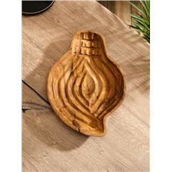 Тарелка «Древесная кора», 28×21×5 см, дерево Джати, коричневая