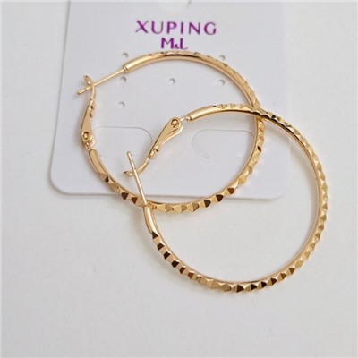 Серьги конго средние, коллекция "Xuping" покрытие позолота, с алмазной гранью, Х000704037, арт. 101.082