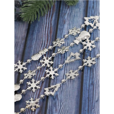 Бусы на ёлку «Снежинки», длина 2.7 м, d=2.3 см, МИКС