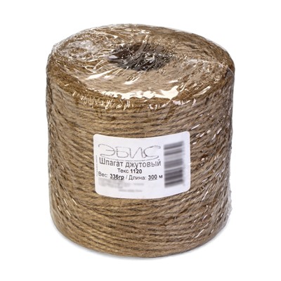 Шпагат джутовый для подвязки растений, 300 м, 1120 текс, 2 нити, джут, Greengo