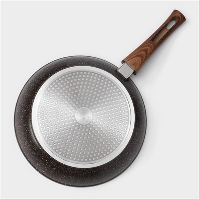 Сковорода Magistro Granit, d=28 см, кованый алюминий, съёмная ручка soft-touch, антипригарное покрытие, индукция, чёрная