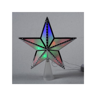 Светодиодная верхушка на ёлку «Звезда серебристая», 16 см, 10 LED, 220 В, свечение мульти