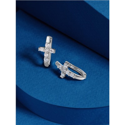 Серьги из серебра с фианитами родированные 925 пробы 11-0792р