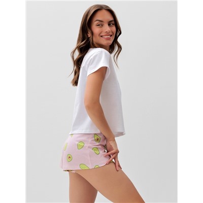 Пижама женская (футболка, шорты) KAFTAN Avocado, размер 44-46, белая