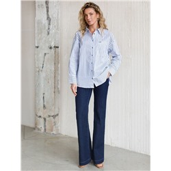 Блузка свободного силуэта в полоску из эластичного хлопка