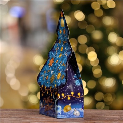 Подарочная коробка «Ёлка »Синий иней«, 15.7×9.5×22.5 см набор 5 шт.