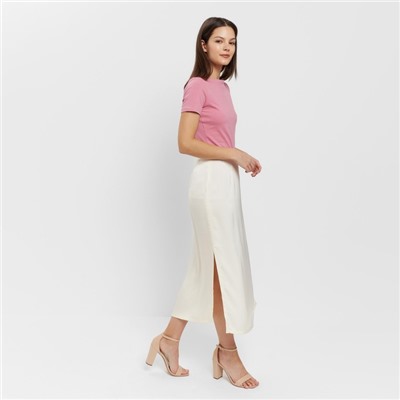 Юбка миди женская MINAKU: Silk pleasure, бежевая, размер 48