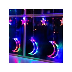 Гирлянда «Бахрома» 2.7×0.9 м с насадками «Месяц», IP20, прозрачная нить, 138 LED, свечение мульти, 8 режимов, 220 В