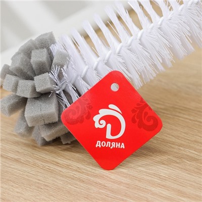 Ёрш для посуды Доляна Meli, 34×6 см, с поролоном, бамбуковая ручка, замшевая петелька