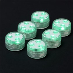 Светильник водонепроницаемый, мини, RGB, IP68, 3×1.9 см, от CR2032, пульт, 6 шт.